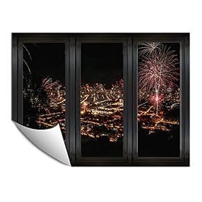 Wall Paper Small Wall Mural City at Night Wall Art Removable Wall Decoration for Bedroom Living Room - 24x32 inches