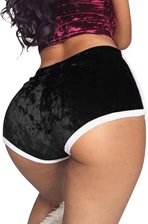 high waist velvet shorts