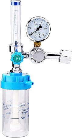 Oxygen Inhalator Meter G5/8 BSPP Oxygen Inhaler 0-10L/Min Buoy Type Manual Valve Pressure Gauge Pressure Reducing Valve with Nasal Oxygen Tube for Scientific Research Institutions