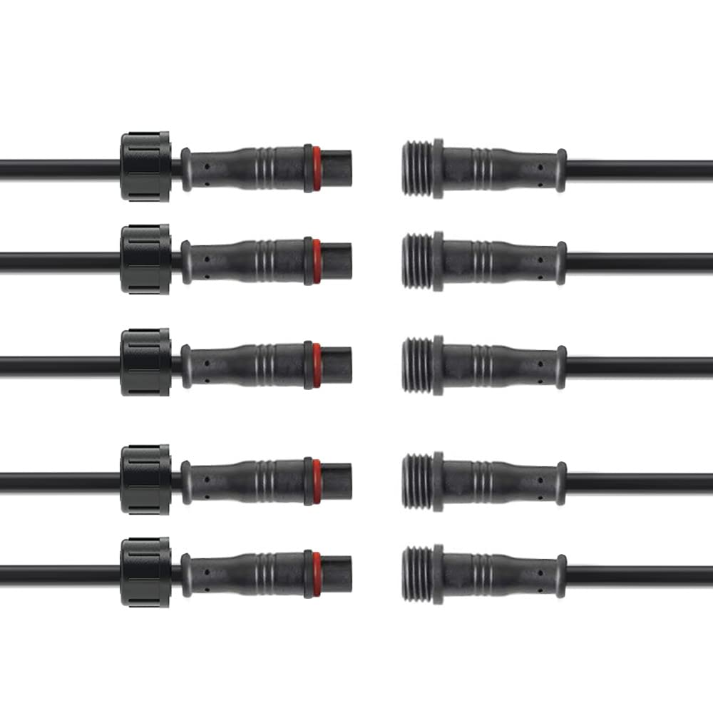 WOODGUILIN 3 Pin Waterproof Connectors Male Female Plug,3 Core LED Connector Male Female Plug,with 20AWG 20CM IP68 Extension Cable for Car,Truck,Boat,Outdoor LED Light Bars.(5Pairs,3Pin 20AWG)