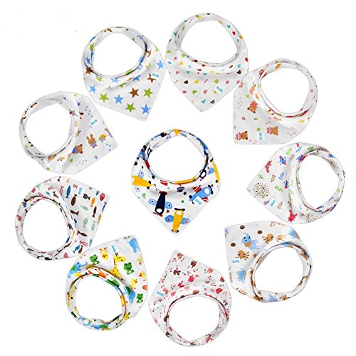 GHB Baby Bandana Drool Bibs 10-Pack Best for Drooling and Teething Good for Girl and Boy