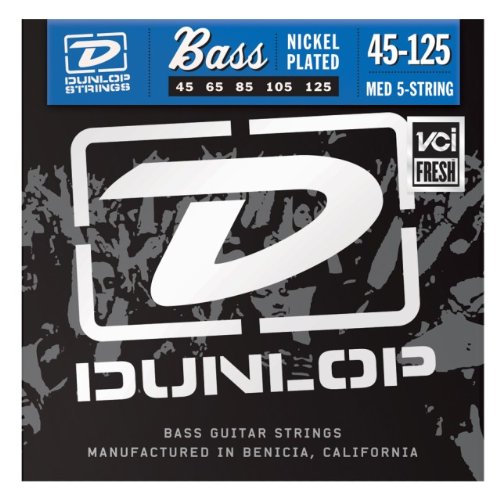 Dunlop DBN45125 Nickel Wound Bass Strings, Medium, .045–.125, 5 Strings/Set