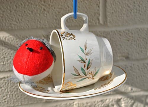 Tea Cup Hanging Bird Feeder handmade from a vintage English cup and saucer