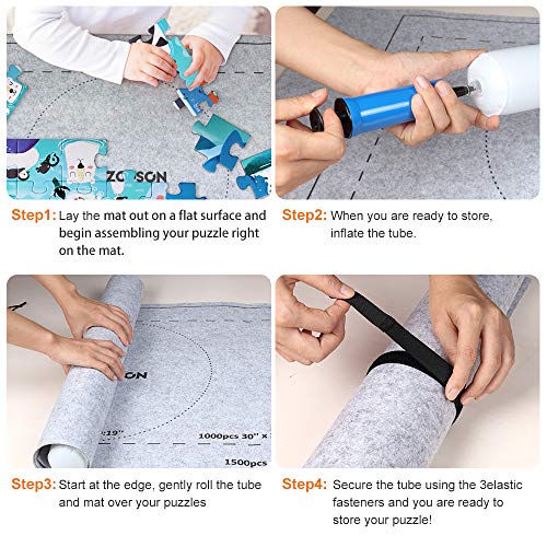 Puzzle Mat Roll Up for Jigsaw Puzzles Upto 1500 Pcs, Jigsaw Puzzles Roll Up Mat with Inflatable