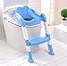 CARESHIN Potty Seat with Ladder Cover Toilet Folding Chair Kid Potty Toilet Seat with Step Stool Ladder (Blue)