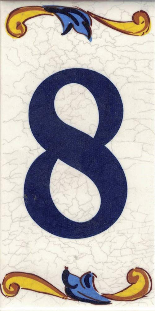 House Number. Address Numbers & plaques. House Signs. Door Numbers. Ceramic Letters and Numbers. Design “Craquelé” (Number Eight "8")