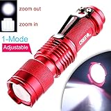 Enjoydeal Red Portable Mini CREE Q5 LED 1200 Lumen Zoomable Flashlight Torch AA/14500