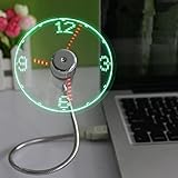 Leegor Adjustable USB Powered Mini LED Cooling Fan Flashing Real Time Display Multifunction Clock Fan