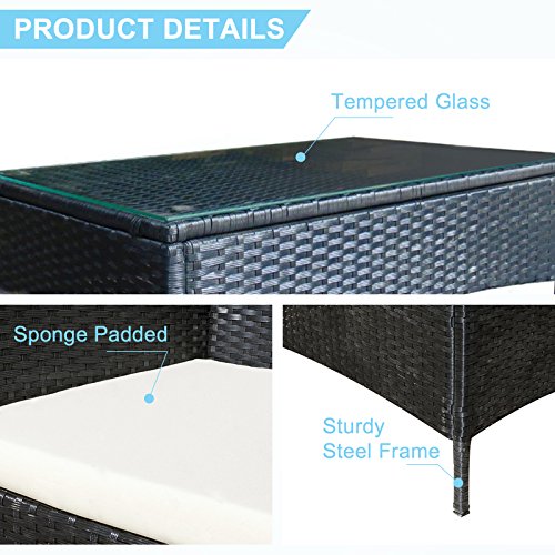 image for mecor 4PC Outdoor Furniture Set,Rattan Wicker Patio Set Cushioned Sect