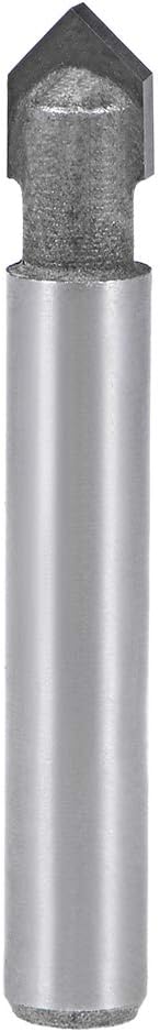 sourcing map 90 Degree V-Groove Router Bit 1/4" Dia with 1/4" Shank, Carbide Tipped V Grooving Bit (Gray)