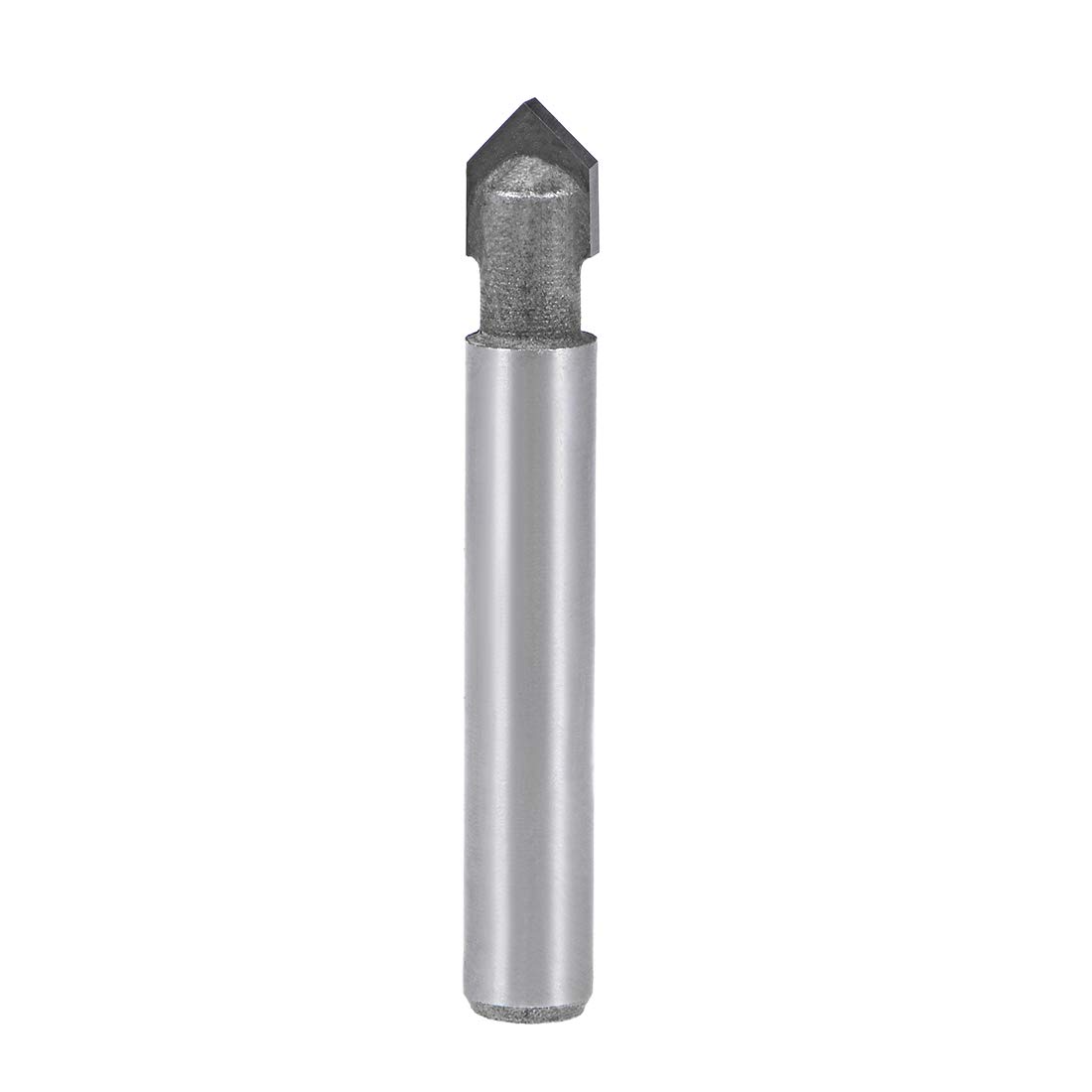 sourcing map 90 Degree V-Groove Router Bit 1/4" Dia with 1/4" Shank, Carbide Tipped V Grooving Bit (Gray)