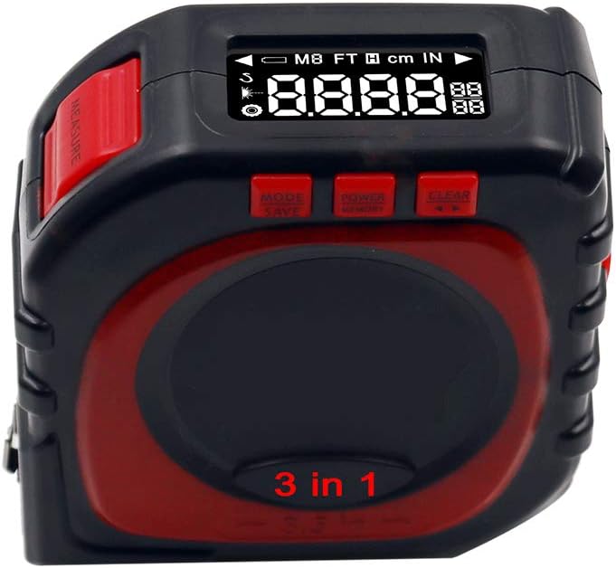 3in1 Digital Tape Measure, Roll & Cord & Sonic Mode multifuctional