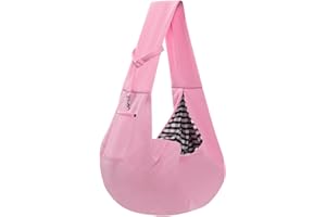 ARZQUT Dog Carrier Sling - Reversible Puppy Carrier Purse with Storage Pocket, Hand-Free Dog Sling Carrier for Carry Small Dogs and Cats, Travel Safety Harness, Dog and Cat Harness (Pink)