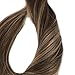 Full Shine 18 inch 9Pcs 120gram Double Weft Clip in Human Hair Extensions Balayage Ombre Remy Hair Color #4 Medium Brown Fading to #24 Highlighted Color #4 Extensions Clip