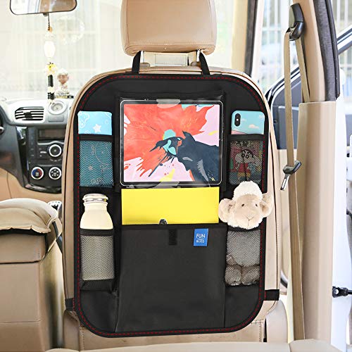 Funbliss Kick Mats Car Seat Back Protectors Back of Seat Organizers-iPad Tablet Holder,Toy Storage for Baby,Black Kick Mats,Seat Protector for Infant,Kids Travel Accessories（1pack） - Thumbnail 7