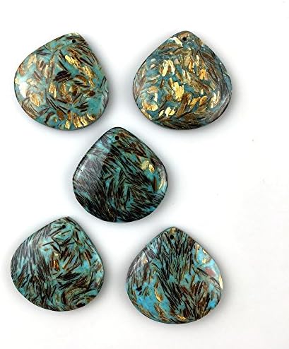 5pcs Turquoise&amp;Gold Copper Bornite stone Pendant Bead Please Pick Up The Shape For Jewelry Making (Teardrop)