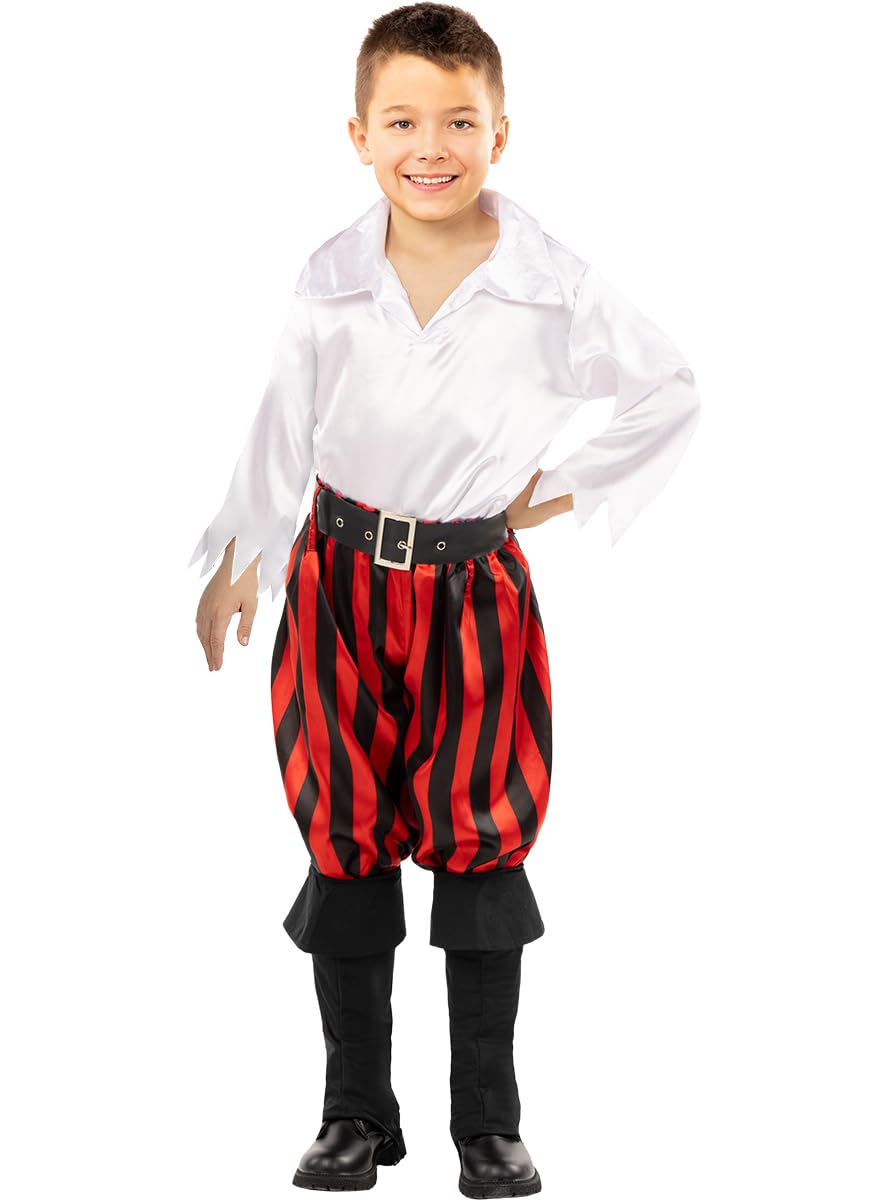 Funidelia | Pirate Costumes - Buccaneer Collection for boy Corsair, Buccaneer - Costumes for kids, accessory fancy dress & props for Halloween, carnival & parties - Size 3-4 years - White