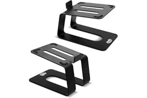 Audio Express Metal High Rise Speaker Stands, Desktop, Tilted Speaker Risers, Gaming, PC, Freestanding, Bookshelf, Studio Monitor Stand, Heavy-Duty Steel (Pair)