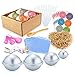 Caydo 78 Pieces DIY Soap Bath Bomb Mold Set with Instructions, 3 Size DIY Metal Bath Bomb Molds, Eyedropper Tools, Gauge Spoon Set, Shrink Wrap Bags, Hand Made Stickers for Crafting Your Own Fizzies