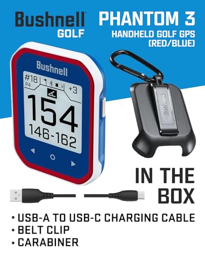 Wearable4U - Bushnell Phantom 3 Slope GPS Golf Green with Slope Technology, Touchscreen, Magnetic Cart Mount with Bundle (Blue & Lens Cloth)