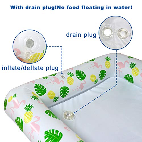 Tifeson Aloha Inflatable Serving Bar Buffet Salad Ice Tray - Tropical Style Serving Bar Cooler Food Drink Holder Containers - Outdoor BBQ Picnic Pool Party Luau Cooler with Drain Plug - Thumbnail 4