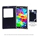S5 Case, Galaxy S5 Case, Huijukon Luxury S-View Window Flip Leather Case Cover with Smart Sleep/Wake Up Function for Samsung Galaxy S5 i9600 G900 (Black)