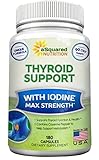 Premium Thyroid Support Supplement With Iodine (180 Capsules) - Best Herbal & Vitamin Complex w/ B12, Ashwagandha, Bladderwrack & Kelp - Helper for Healthy Hormone, Energy, Metabolism, & Weight Loss
