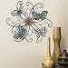 Asense Metal Butterfly Wall Décor Flower Wall Sculpture Art Home Decoration for Living Room Bedroom Indoor Outdoor