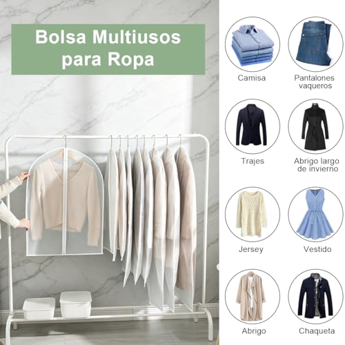 AzzmaAii Protector de Ropa 20pzs Bolsas de Ropa Colgante Funda Ropa de Clóset Cubre Anti-Polvo Almacenamiento Bolsa de Chaqueta con Cremallera Portátil Lavable Cubierta Bolsa Traje Abrigo 60*80-140CM