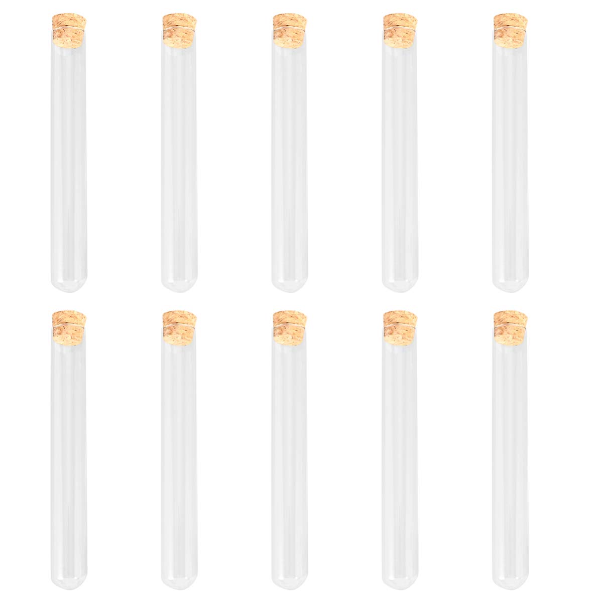 ULTECHNOVO 10pcs Clear Glass Test Tubes with Cork Stoppers Bath Containersfor Jewelry Beads Spice Liquid Storage Scientific Lab Use Party Decor 25x200mm