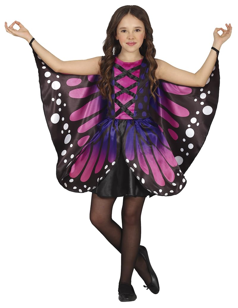 FIESTAS GUIRCA Purple Butterfly Girls Fancy Dress Costume - Pink Monarch Butterfly Kids Fancy Dress Costumes Girls with Wings 7-9 years