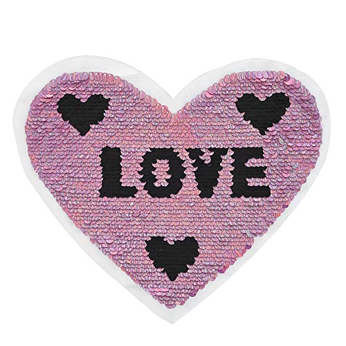 Magic Sequin Reversible Patch, Koolsants 1pc DIY Sew Decoration Appliques Bling Stickers Glitter Embroidery Patches Badge for Clothes, Dress, Bag, Hat, Jeans, Repair The Hole Stick, 6.3 x 7.5 inch