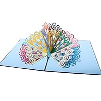 Toosunny Peacock Bird 3D Blossom Pop Up Card, 3D Card, Birthday Card, Wedding Card, Anniversaries Card