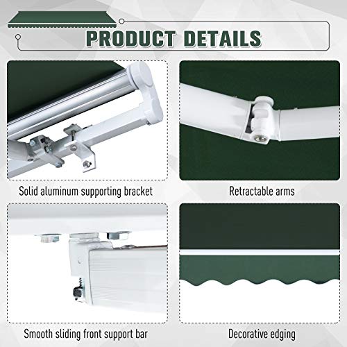 Outsunny 12' x 8' Retractable Awning Patio Awnings Sun Shade Shelter