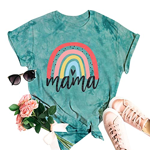 Mama Shirt Women Rainbow Shirts Mama Gifts Mom Tees at Amazon