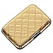 Aluminum Quilted PU Leather RFID Blocking Wallet Slim Hard Metal Credit Card Holder for Women (Gold)