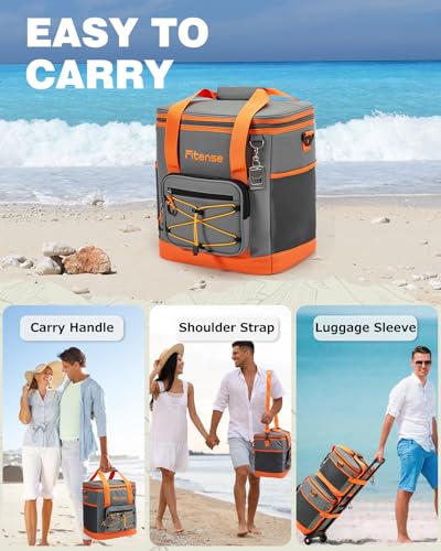 Fitense Insulated Cooler Box for Women Men - 20/33L Collapsible Cool Bag Lunch Box, 4-Layer Leakproof Cooler Bag, Portable Ice Chests Lunch Bag for Beach, Travel, Picnic, Grocery, Kayaking