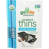 gimMe Snacks Organic Seaweed Thins, Toasted Coconut, 0.77 Ounce (22 g) - (Pack of 12)