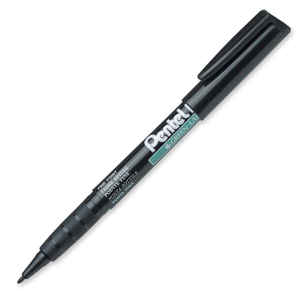Pentel NMS50 FINE PERMANENT MARKER - BLACK [Pack of 3]