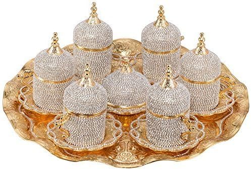 Grand Gifft Handmade Copper Turkish Coffee Espresso Serving Set Swarovski Crystal Coated Cup (Upper Crust) V.i.p Product by Grand Gifft