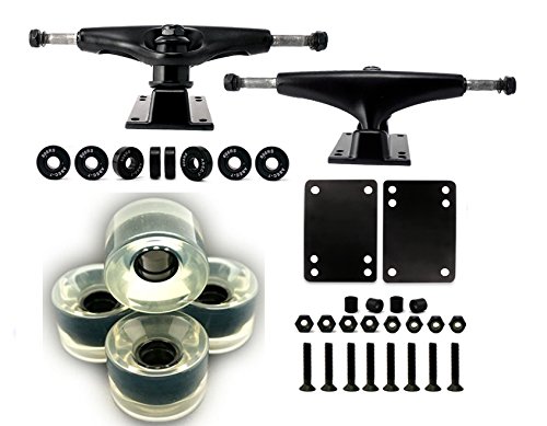 image for VJ Skateboard Truck and Wheel, 5.0 Skateboard Trucks (Black) w/Skatebo