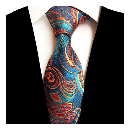 GUSLESON Brand New Silk Floral Tie and Pocket Square Set Mens Necktie for Party (0751-05)