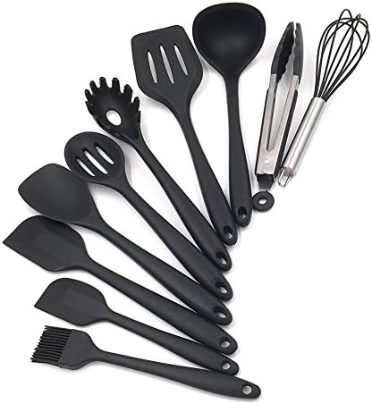 Silicone Kitchen Utensils, Heat-Resistant Non-Stick Cooking Utensil Set with Silicone Baking Spatula Set 10 Pieces by JTZXW