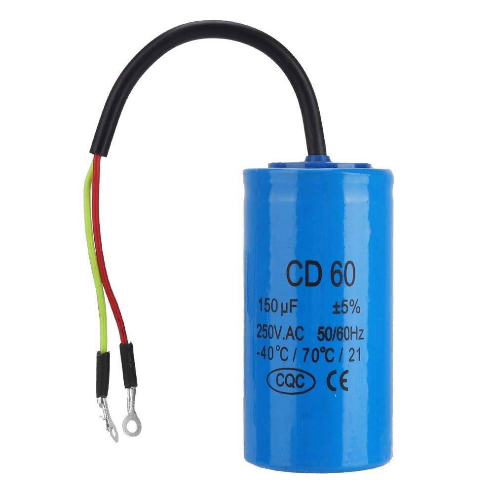 Broco CD60 250V AC Run Capacitor, Run Capacitor with Wire Lead 150uF 50/60Hz Start Run Motor Capacitor for Motor Air Compressor