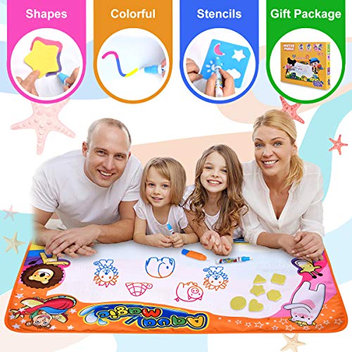 Water Drawing Mat Large Doodle Mat 34.6" X 22.8"in Aqua Doodle Mats Educational Aqua Doodle Pad for Painting Writing Learning Toddler Toys Magic Water Canvas Toy Gift Box for Toddlers Age 2 3 4 5 6 - Thumbnail 4