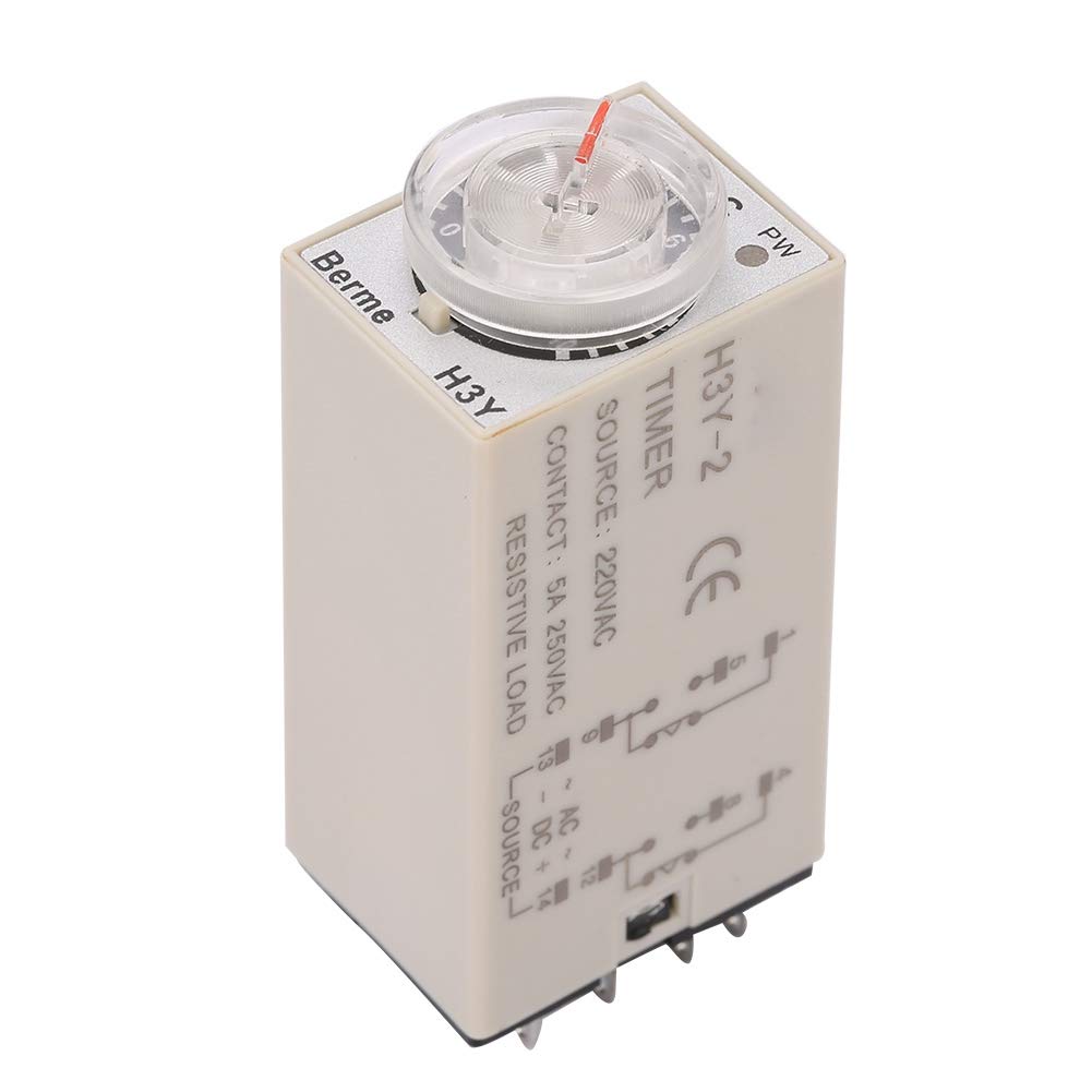 YWBL-WH Time Relay, Timer Delay Relay, H3Y-2 AC 220V 10s, Silver Normally Closed, DIN Rail Mount, Screw Connector