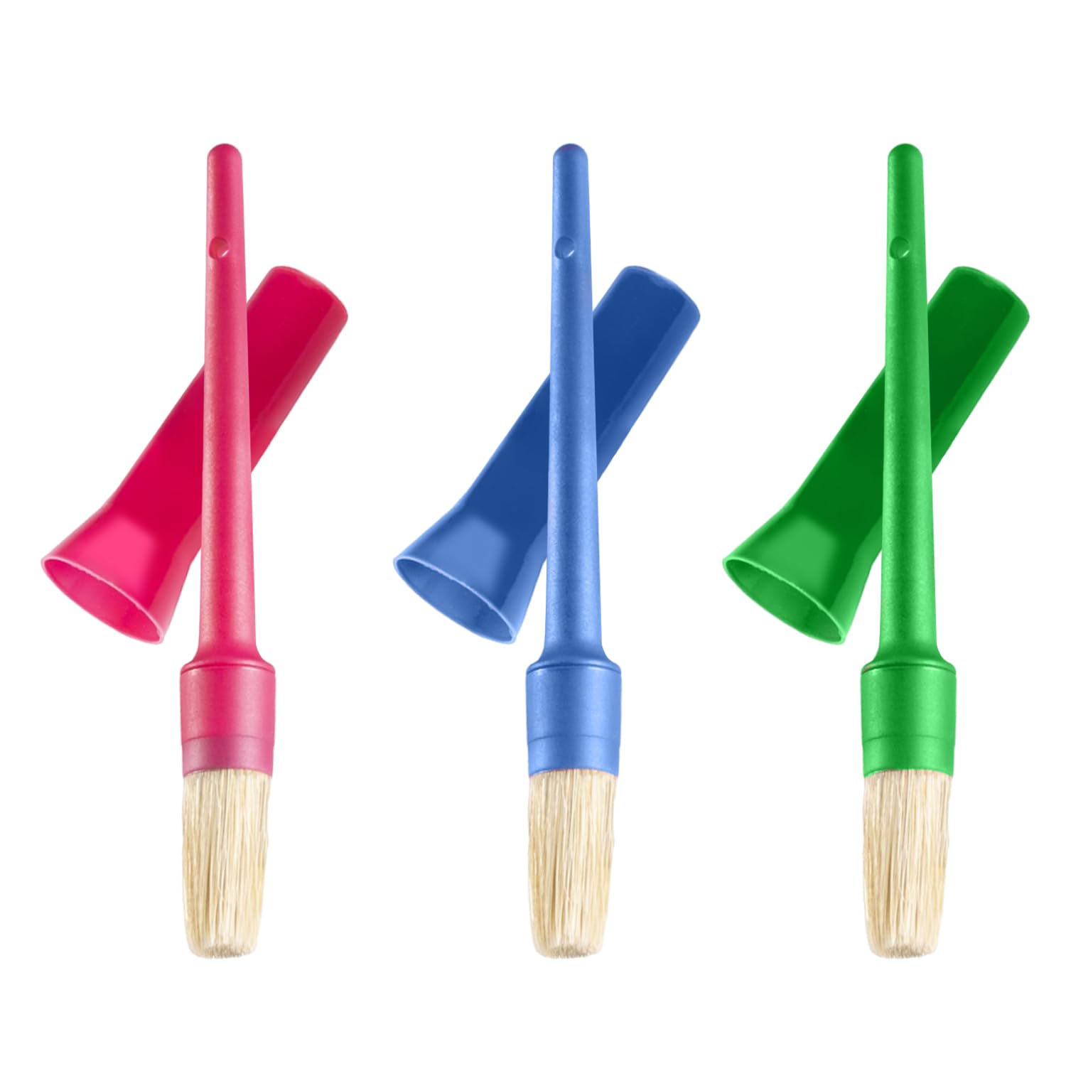 HIXNUG 3-Piece Plastic Hoof Oil Brush with Cap - Horse Care Dressing Tool
