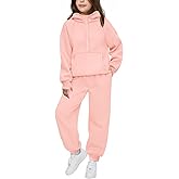 Arshiner Girls 2 Piece Outfits Tracksuit Drop Shoulder Hoodie Half Zip Sweatshirt and Sweatpants Joggers Set with Pockets