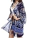 Taydey Women's Swimwear Light Floral Print Chiffon Kimono Cover up / Beach Dress
