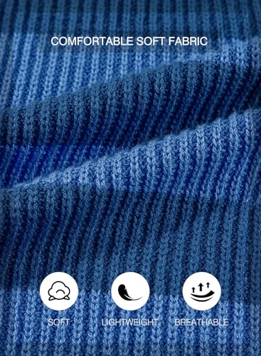 SHEWIN WOMENS SWEATERS CASUAL CREWNECK LONG SLEEVE SHIRTS LOOSE LIGHTWEIGHT KNIT PULLOVER SWEATER SPRING CLOTHES FOR WOMEN 2025 BLUE STRIPE MEDIUM